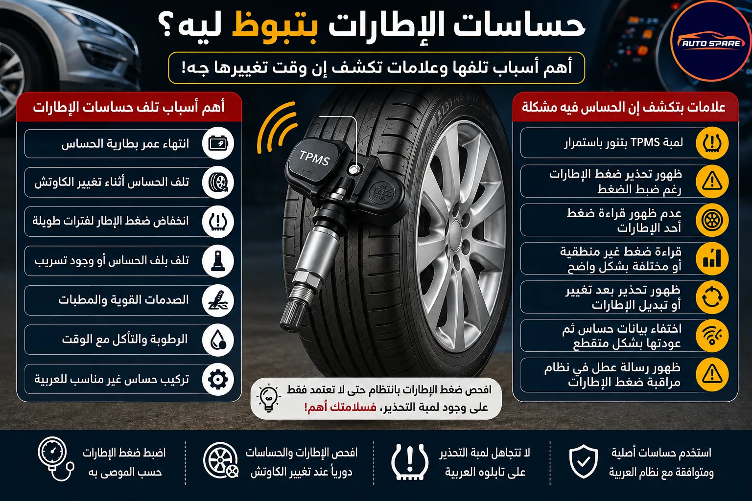 اسباب مش ممكن تتوقعها بتبوظ حساس اطار عربيتك! أهم أسباب تلفه وعلامات تكشف إن وقت تغييره جه!