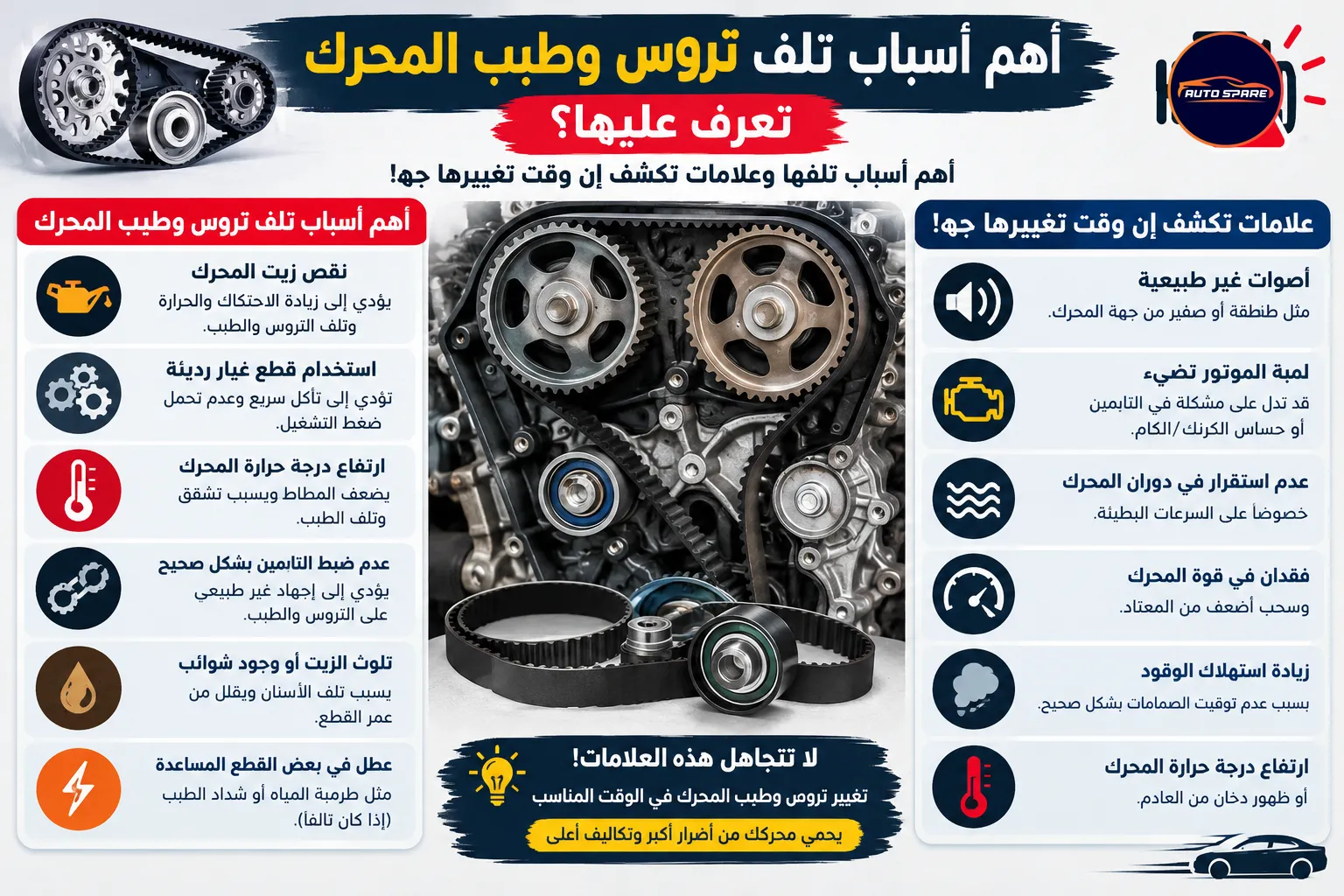 اهم اسباب تلف تروس وطبب المحرك.. تعرف عليها؟ أهم أسباب تلفها وعلامات تكشف إن وقت تغييرها جه!